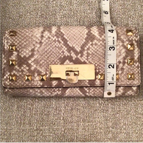Michael Kors Tan Snake Print Wallet with Gold Accents - Picture 3 of 8